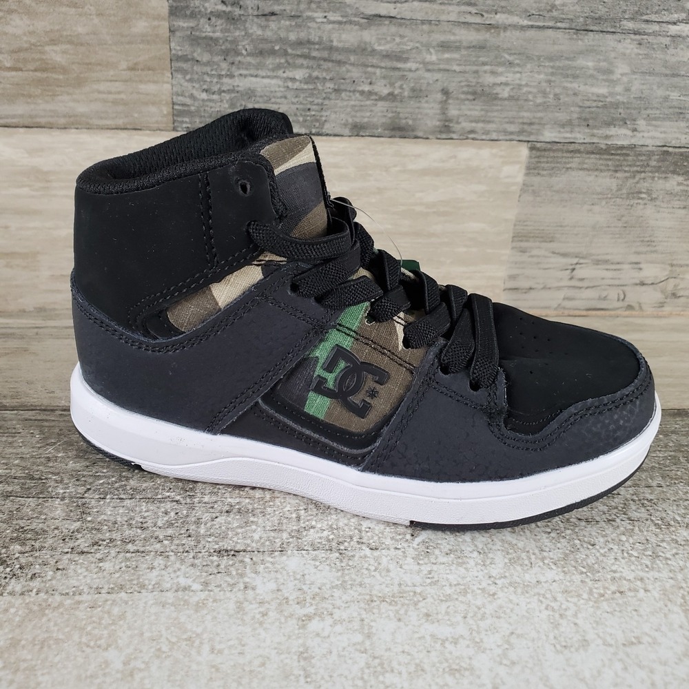 DC Cure High-Top Shoes Kids Sz 11.5 Athletic Skate Black Camo Lace-Up Sneakers